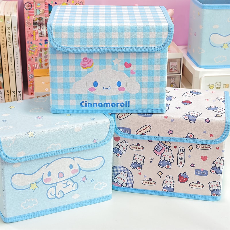 Desktop Storage Box Hello Kitty Cinnamoroll Flattenable Toy Organizer Underwear Cosmetic Stationery 2