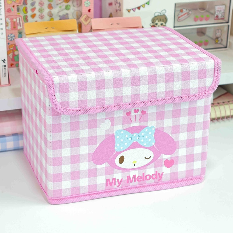 Desktop Storage Box Hello Kitty Cinnamoroll Flattenable Toy Organizer Underwear Cosmetic Stationery 9