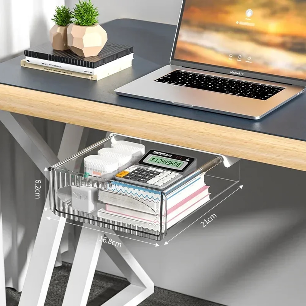 Invisible Storage Table Shelf Pull Out Storage Box Hanging Under Desk Drawer Large Capacity Underta 7