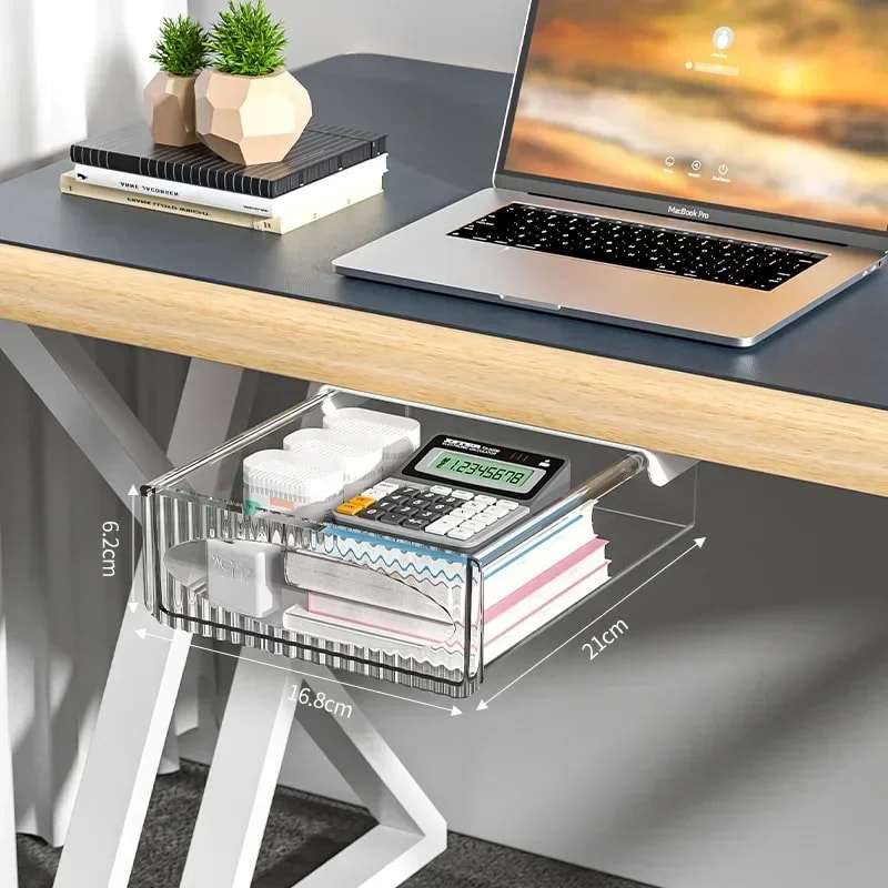 Invisible Storage Table Shelf Pull Out Storage Box Hanging Under Desk Drawer Large Capacity Underta 7