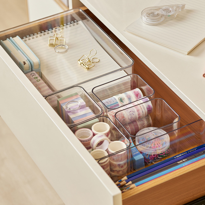 Clear Drawer Organizer Sets, Acrylic Box Storage, Transparent Storage Bins, Plastic Makeup Organizer, Stationery Storage
