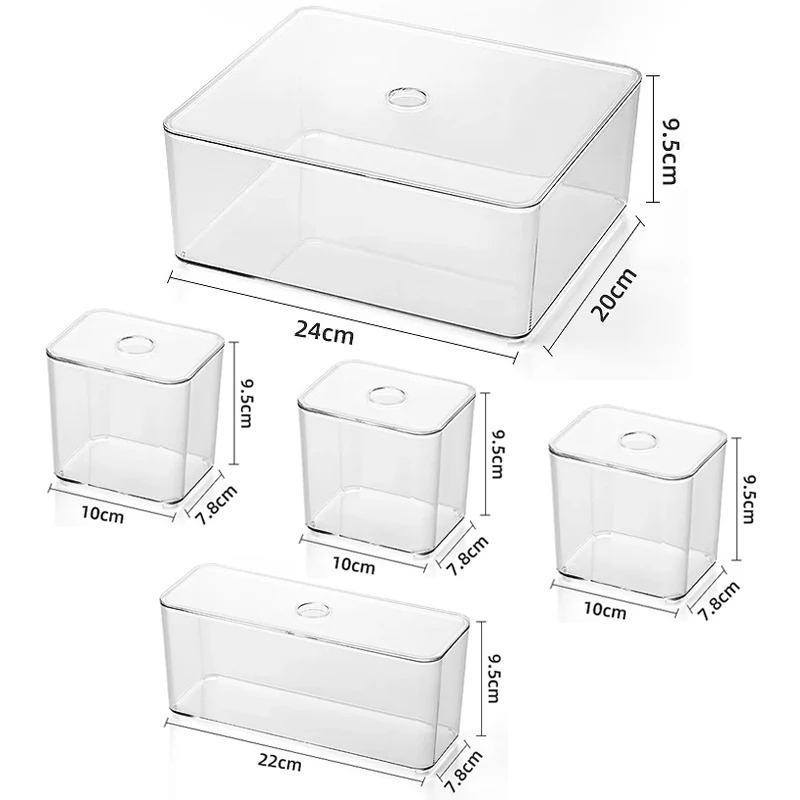 Clear Drawer Organizer Sets, Acrylic Box Storage, Transparent Storage Bins, Plastic Makeup Organizer, Stationery Storage