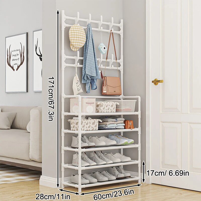 Five Layer Shoe Rack, Simple Shoe Rack, Multifunctional Clothes Rack, Household Integrated Storage Rack, 2 piece Coat