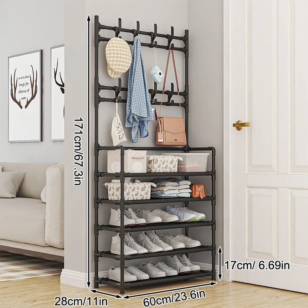 Five Layer Shoe Rack, Simple Shoe Rack, Multifunctional Clothes Rack, Household Integrated Storage Rack, 2 piece Coat