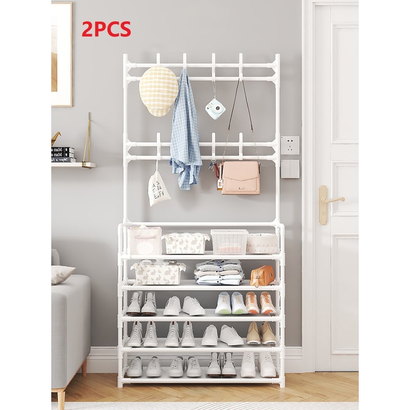 Five Layer Shoe Rack, Simple Shoe Rack, Multifunctional Clothes Rack, Household Integrated Storage Rack, 2 piece Coat