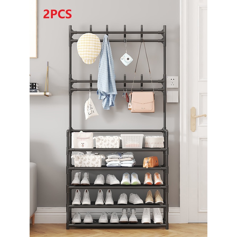Five Layer Shoe Rack, Simple Shoe Rack, Multifunctional Clothes Rack, Household Integrated Storage Rack, 2 piece Coat