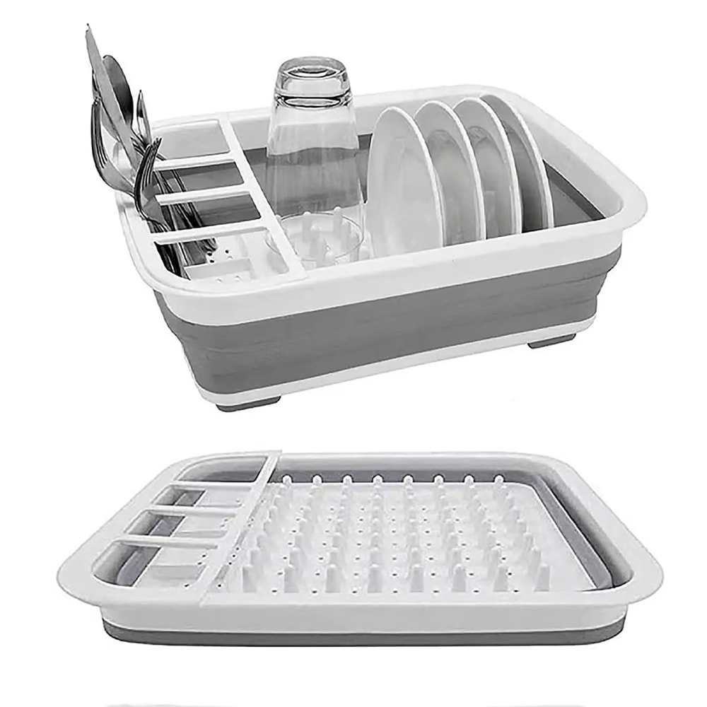 Foldable Dish Rack, Kitchen Storage, Water Leakage, Plastic Tableware, Drain Bowl Tray for Dinnerware, Home Drying Rack