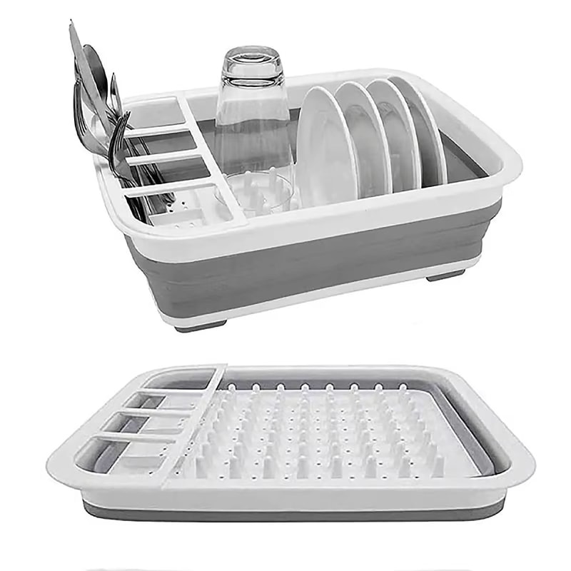 Foldable Dish Rack, Kitchen Storage, Water Leakage, Plastic Tableware, Drain Bowl Tray for Dinnerware, Home Drying Rack