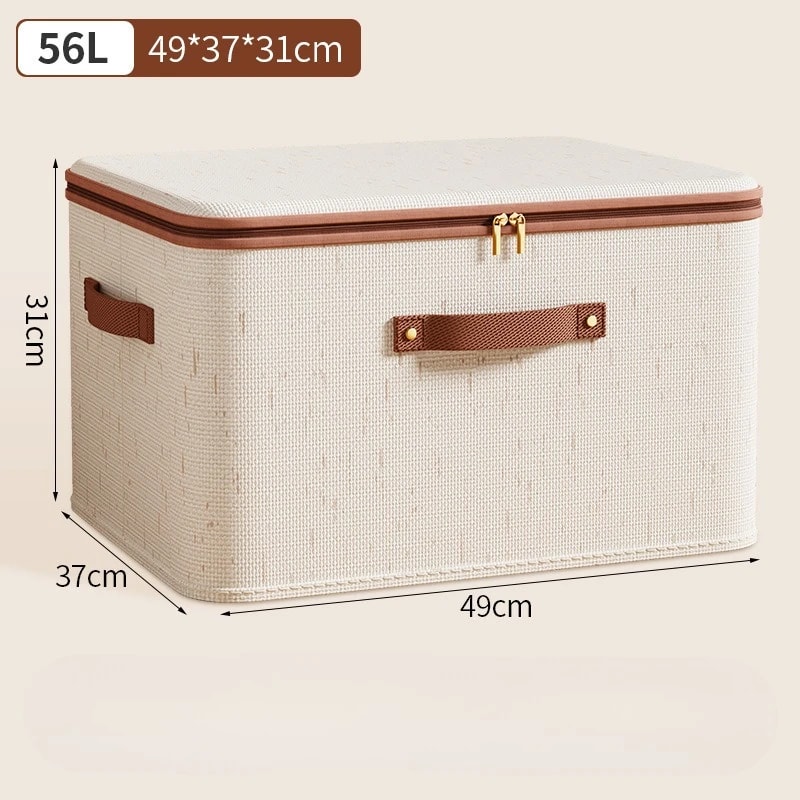 Large Capacity Cotton Linen Storage Box For Clothes Blankets DustProof Wardrobe Organizer Toy Stora 10