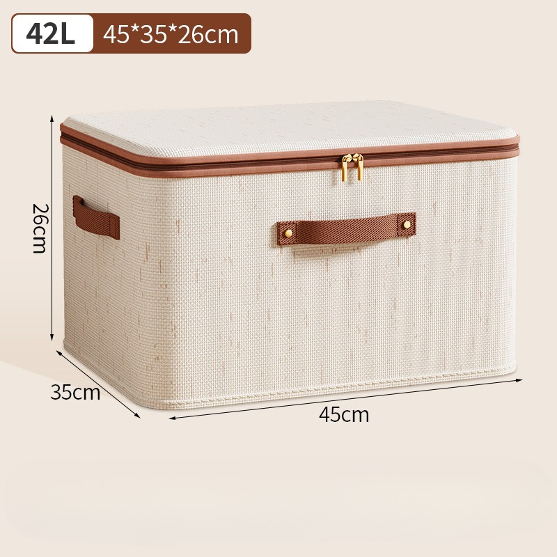 Large Capacity Cotton Linen Storage Box For Clothes Blankets DustProof Wardrobe Organizer Toy Stora 9