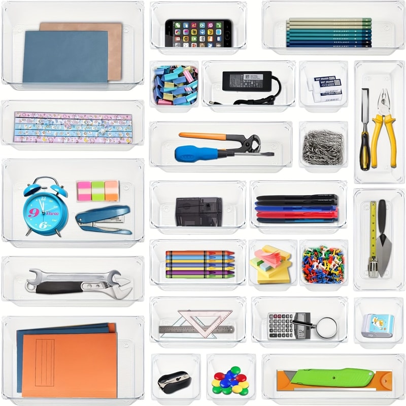 Drawer Organizers Set For Bedroom Dresser Clear Plastic Desk Dividers Office Storage Box For Makeup 1