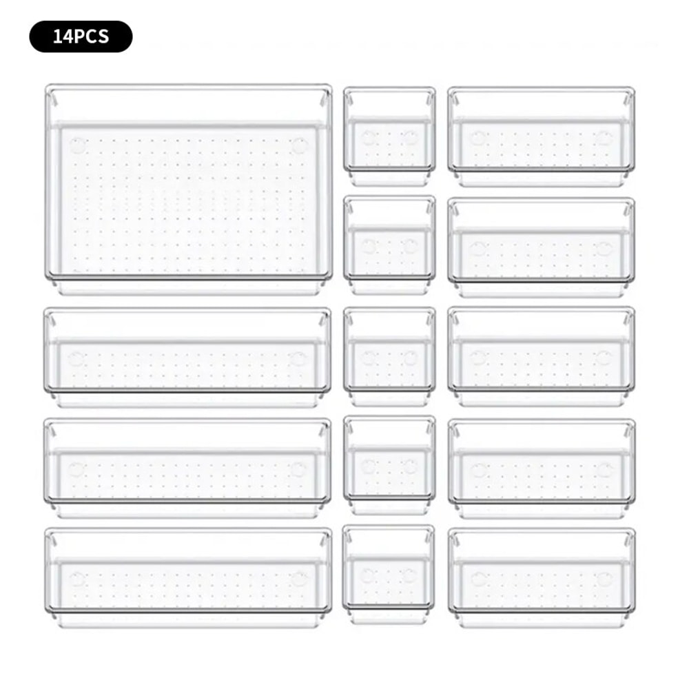 Drawer Organizers Set For Bedroom Dresser Clear Plastic Desk Dividers Office Storage Box For Makeup 6
