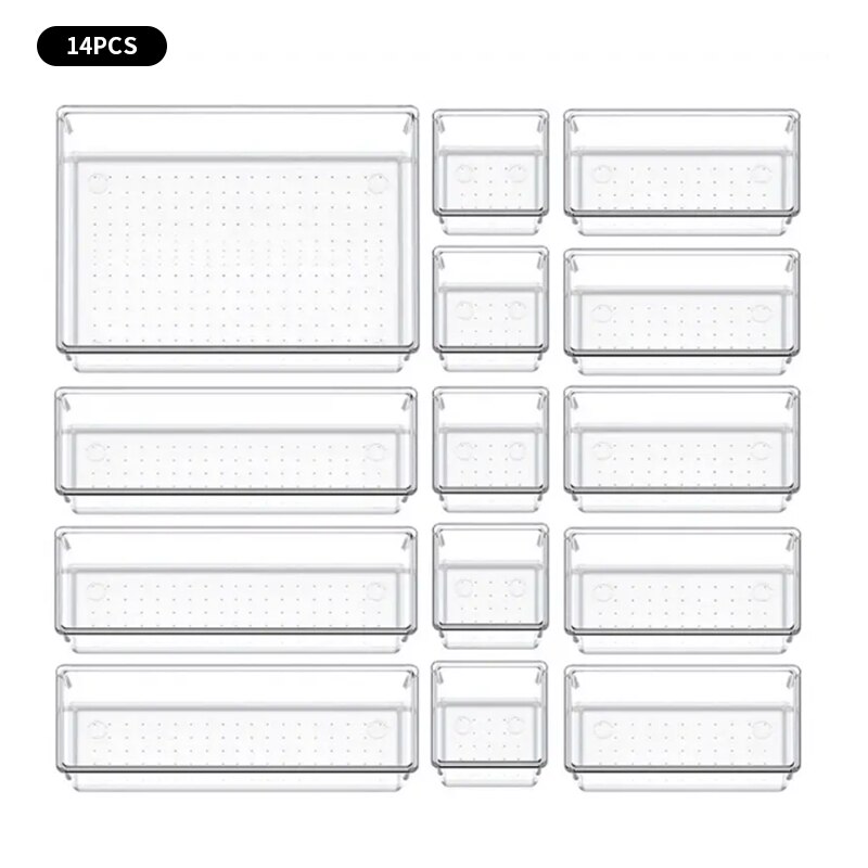 Drawer Organizers Set For Bedroom Dresser Clear Plastic Desk Dividers Office Storage Box For Makeup 6