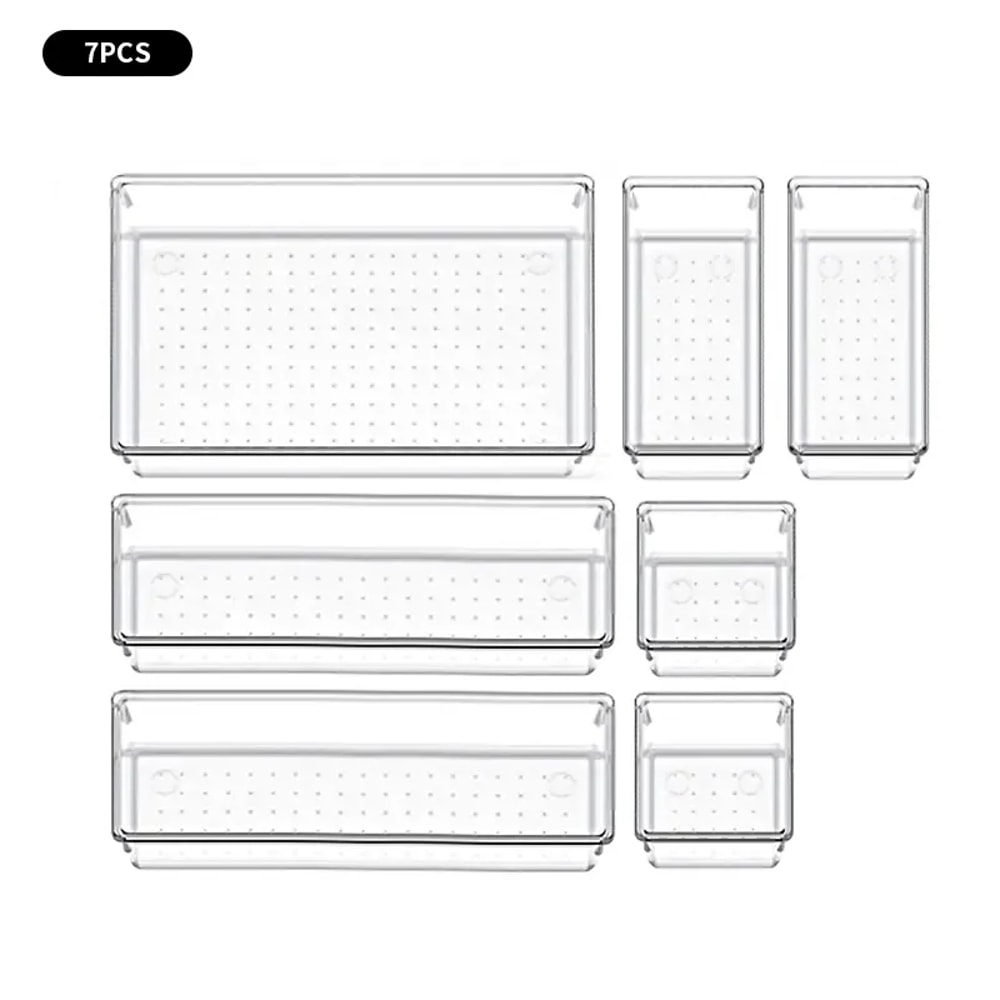 Drawer Organizers Set For Bedroom Dresser Clear Plastic Desk Dividers Office Storage Box For Makeup 5