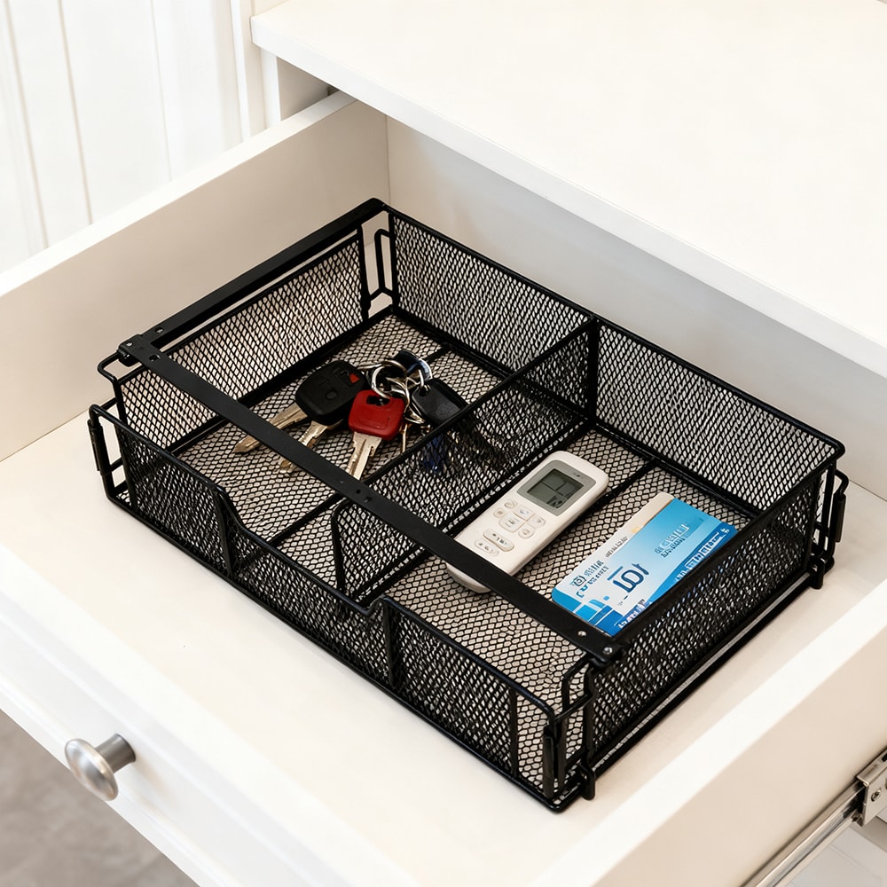 Under Desk Drawer Desktop Storage Basket Black Assembly Storage Basket Drawer Storage Box Desk Stor 2