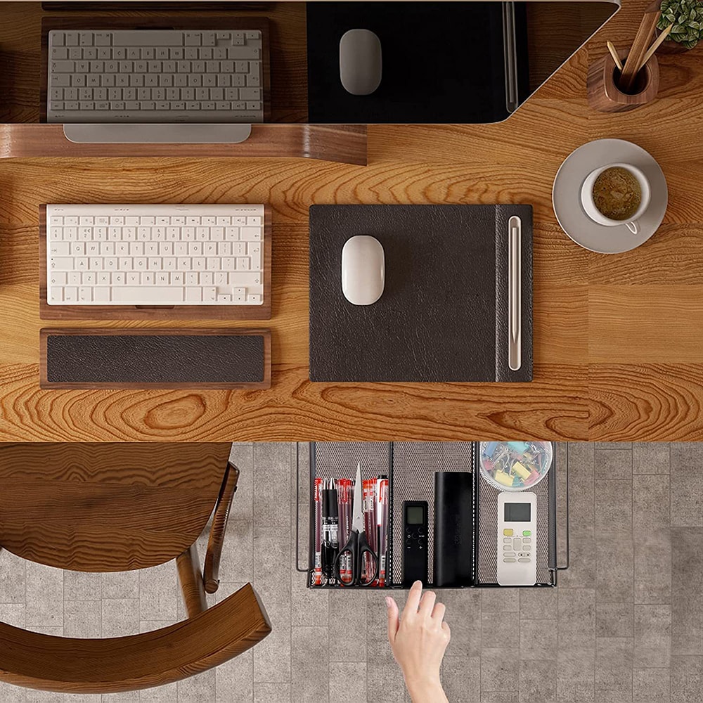 Under Desk Drawer Desktop Storage Basket Black Assembly Storage Basket Drawer Storage Box Desk Stor 3