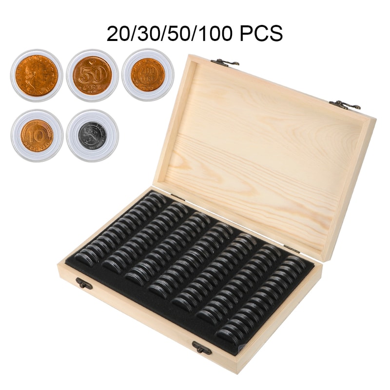 Adjustable Wooden Coin Storage Box Commemorative Coin Holder With Adjustment Pad Coin Collection Ca 2