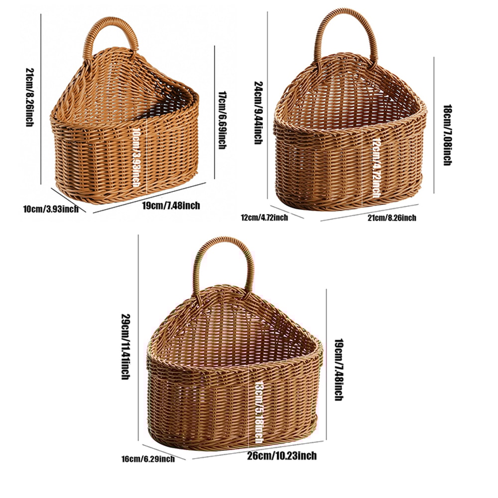 Wall Mounted Vegetable And Fruit Basket Simulated Rattan Hanging Basket Home Decoration Plastic Wal 5