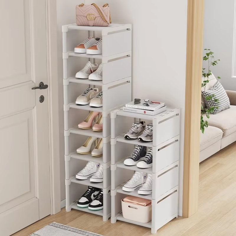 MultiLayer Shoe Cabinet Stackable Adjustable Storage Cabinet For Corner Entrances Compartment Cloth
