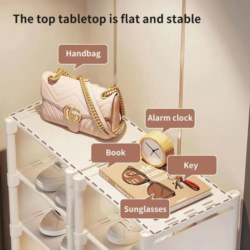 MultiLayer Shoe Cabinet Stackable Adjustable Storage Cabinet For Corner Entrances Compartment Cloth