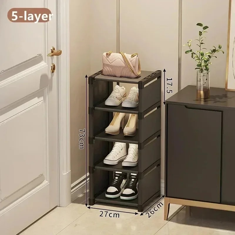 MultiLayer Shoe Cabinet Stackable Adjustable Storage Cabinet For Corner Entrances Compartment Cloth