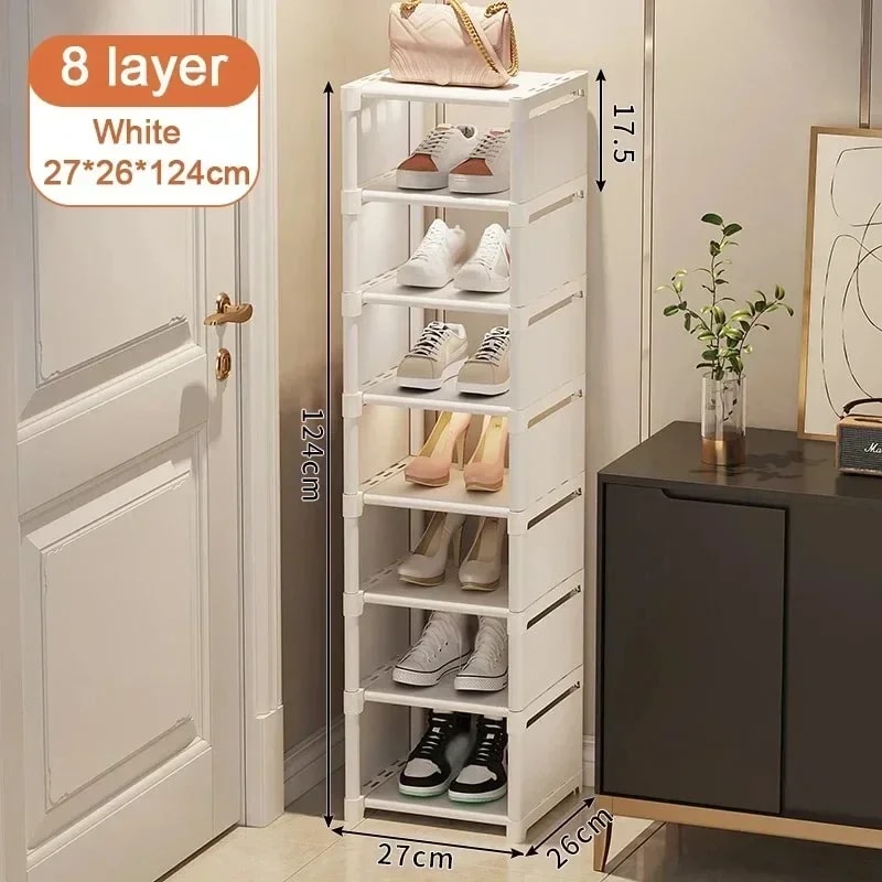 MultiLayer Shoe Cabinet Stackable Adjustable Storage Cabinet For Corner Entrances Compartment Cloth