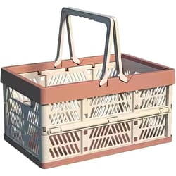 collapsible crate for storage, pink plastic milk crates, versatile shopping basket for kitchen and bathroom