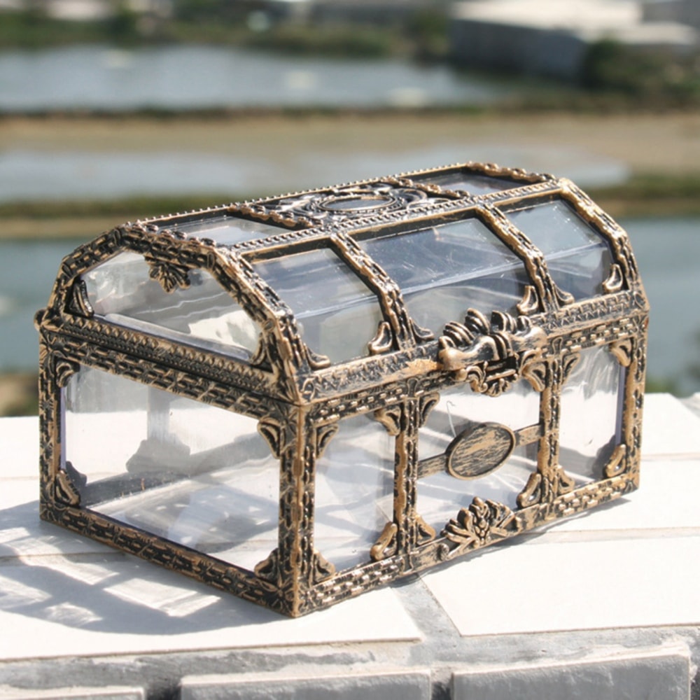 Plastic Transparent Pirate Treasure Box Crystal Gem Jewelry Box Storage Organizer Chest For Jewelry 0