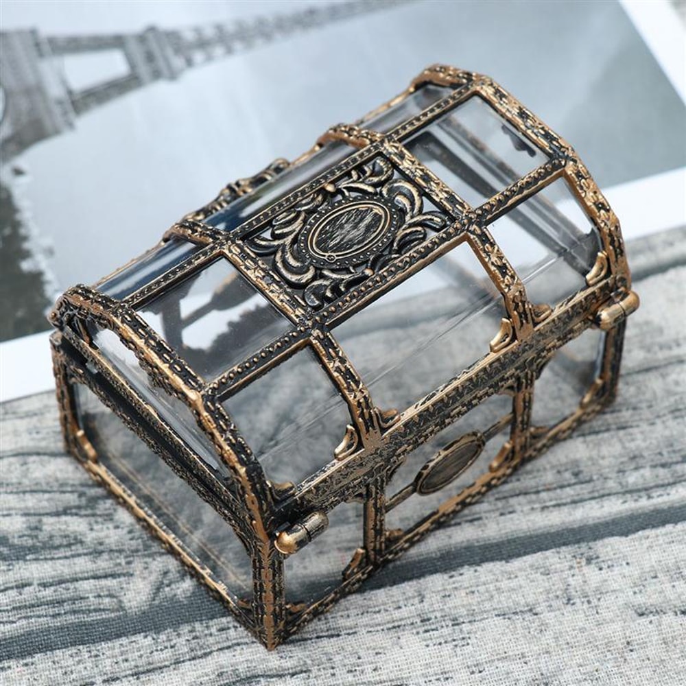 Plastic Transparent Pirate Treasure Box Crystal Gem Jewelry Box Storage Organizer Chest For Jewelry 1