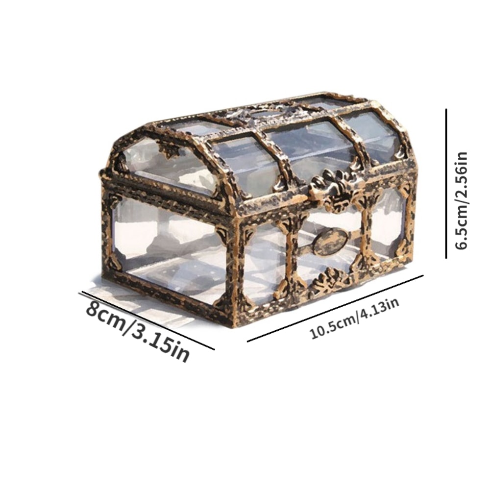 Plastic Transparent Pirate Treasure Box Crystal Gem Jewelry Box Storage Organizer Chest For Jewelry 5