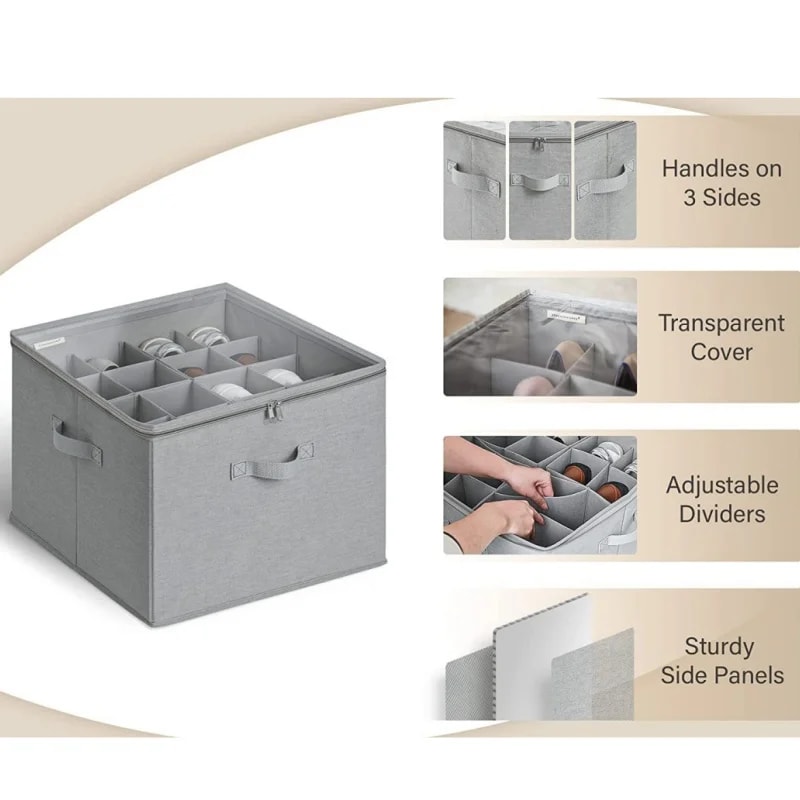 Shoe Organizer With Adjustable Dividers Fabric Shoe Hanger With Cover Shoe Storage Drawer Box Conta