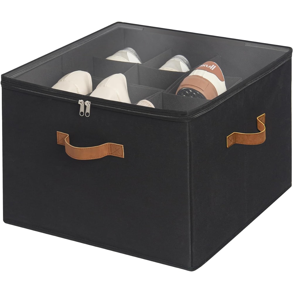 Shoe Organizer With Adjustable Dividers Fabric Shoe Hanger With Cover Shoe Storage Drawer Box Conta