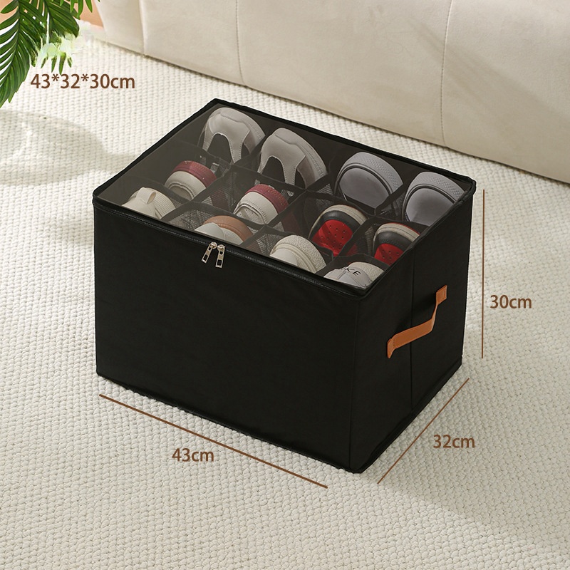 Shoe Organizer With Adjustable Dividers Fabric Shoe Hanger With Cover Shoe Storage Drawer Box Conta