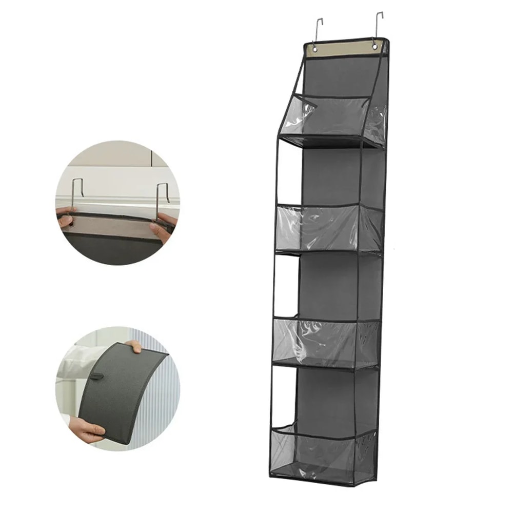 Multifunctional Fabric Storage Bags Hanging Bag Organizer For Behind The Door Underwear Bra Pants C 6