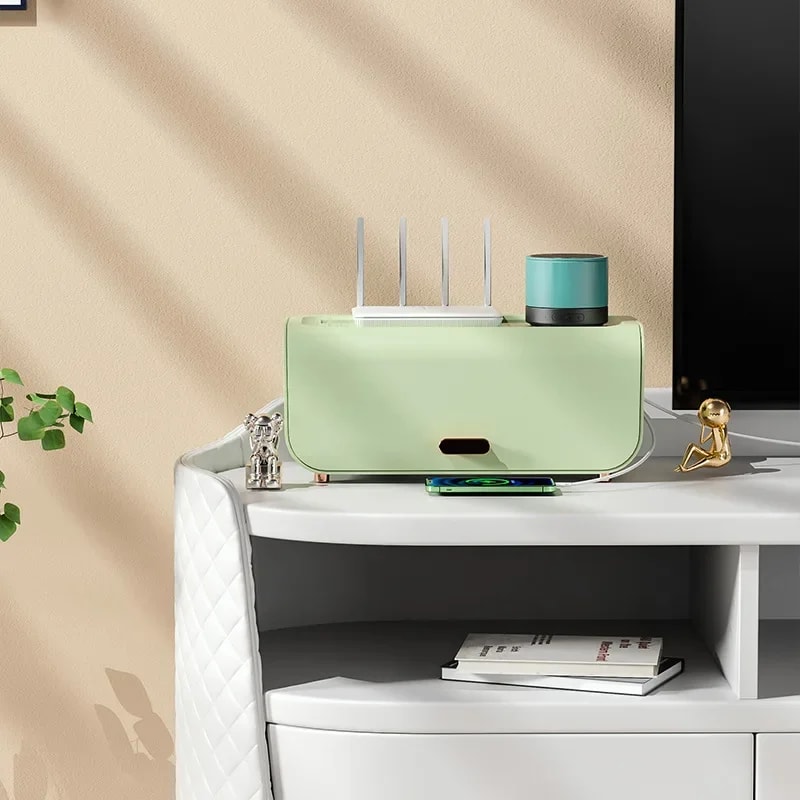 Power Cable Storage Box, Desktop Line Storage Case Organizer Box, Socket Plug Holder, Wireless Wifi Router Board Bracket