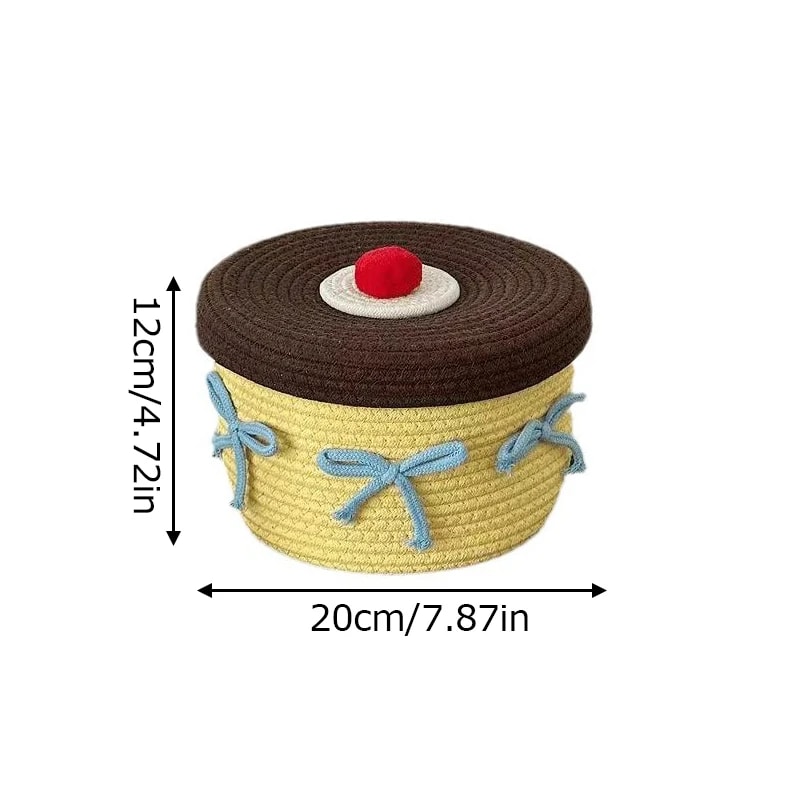 Storage Basket For Home Decor Cotton Rope Storage Basket Hand Woven Toys Holder Desktop Clutter Sto 5