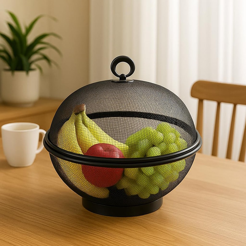 Food Cover With Mesh Lid Fly Proof Fruit Basket For Kitchen Dining Outdoor Ideal For Fruits Vegetab 0