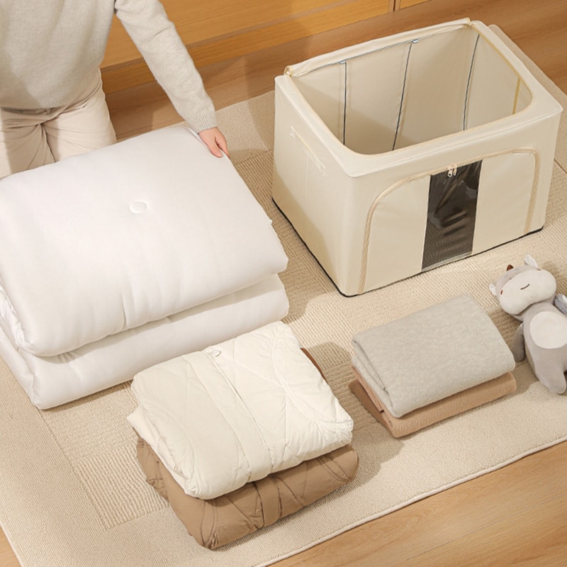 Foldable Large Capacity Clothing Storage Box Single Window Visible Fabric Dustproof Moistureproof M 2