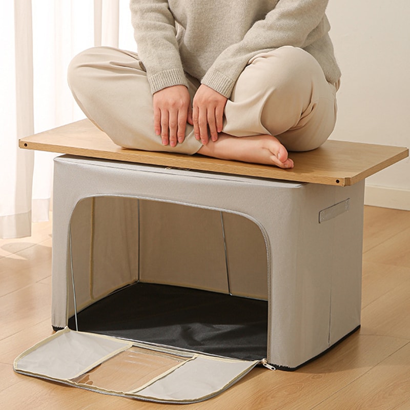 Foldable Large Capacity Clothing Storage Box Single Window Visible Fabric Dustproof Moistureproof M 3