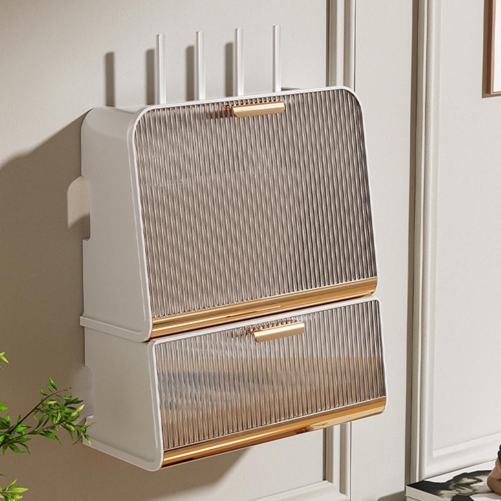 Storage Case WiFi Router Shelf with Large Capacity, Dustproof Visible Design, Smooth Edge Simple Appearance Save Space