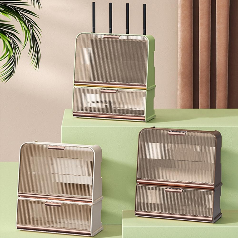 Storage Case WiFi Router Shelf with Large Capacity, Dustproof Visible Design, Smooth Edge Simple Appearance Save Space