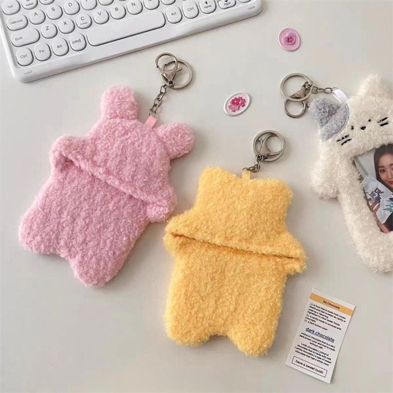 Cute Plush Photocard Case Cartoon Bag Keychain Photo Card Holder Idol Photos Protective Cover Stude 2