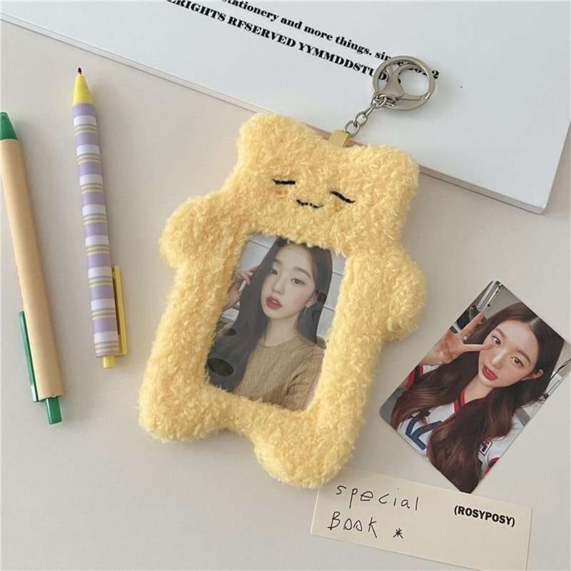 Cute Plush Photocard Case Cartoon Bag Keychain Photo Card Holder Idol Photos Protective Cover Stude 5