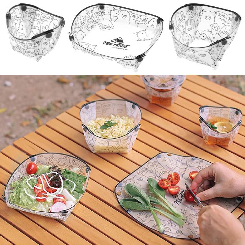 Collapsible Bowl Set Outdoor Camping, Foldable Tableware Ultralight, Portable Plastic Folding Bowl Dinner Plate Cup