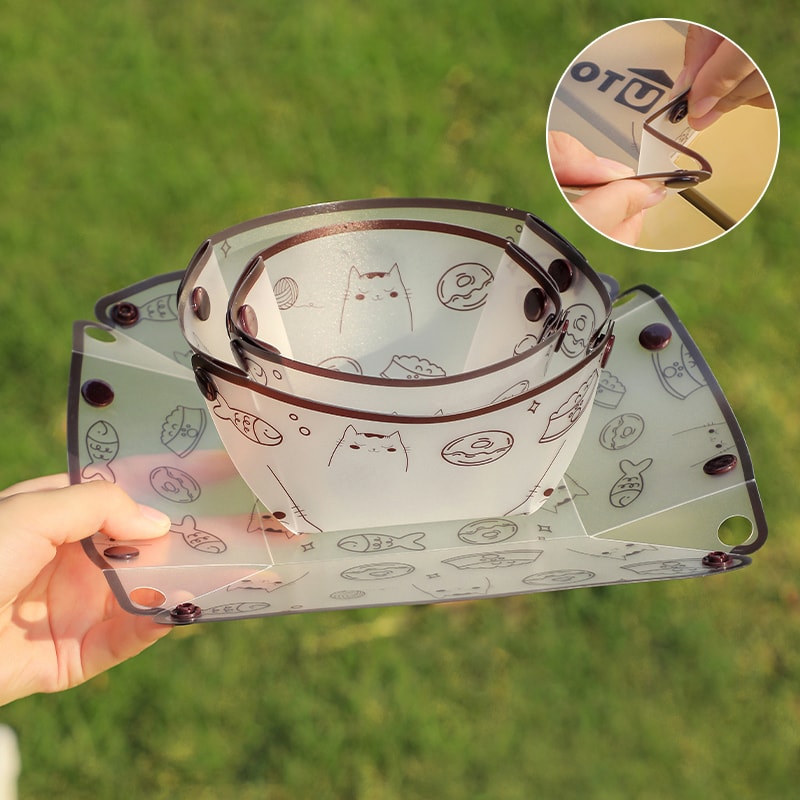 Collapsible Bowl Set Outdoor Camping, Foldable Tableware Ultralight, Portable Plastic Folding Bowl Dinner Plate Cup