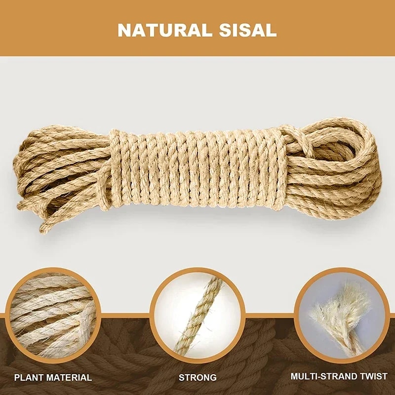 Natural Sisal Rope For Cat Tree DIY Scratching Post Toy Climbing Frame Replacement Kitten Claw Scra 4