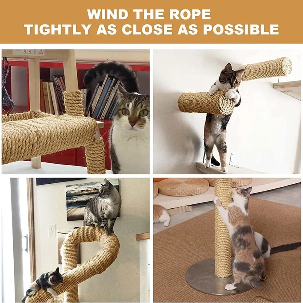 Natural Sisal Rope For Cat Tree DIY Scratching Post Toy Climbing Frame Replacement Kitten Claw Scra 5