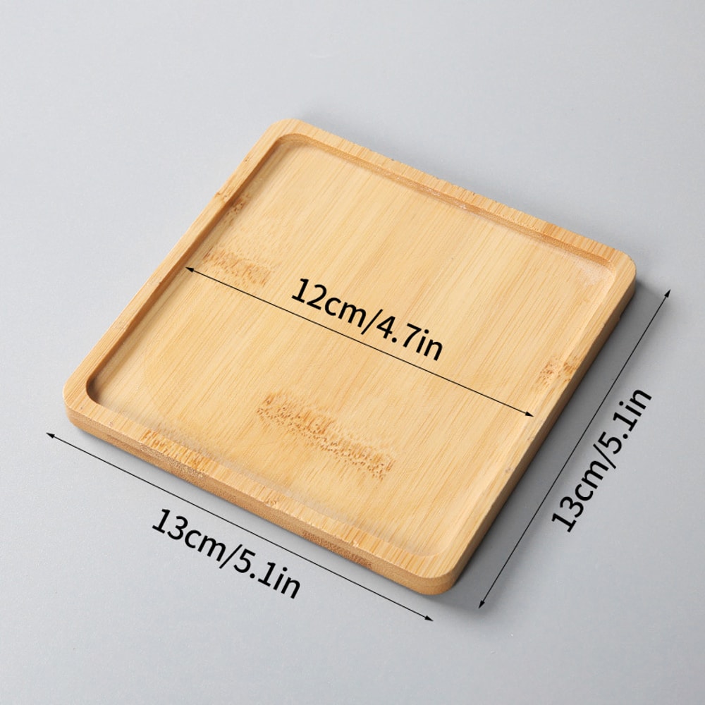 Mini Bamboo Tray Wood Saucer Flower Pot Tray Cup Pad Coaster Plate Kitchen Decorative Plate Creative Coffee Cup Mat Home Decor