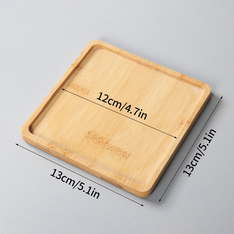 Mini Bamboo Tray Wood Saucer Flower Pot Tray Cup Pad Coaster Plate Kitchen Decorative Plate Creative Coffee Cup Mat Home Decor