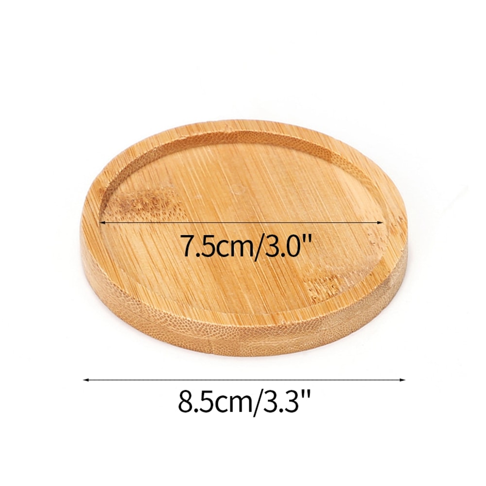 Mini Bamboo Tray Wood Saucer Flower Pot Tray Cup Pad Coaster Plate Kitchen Decorative Plate Creative Coffee Cup Mat Home Decor